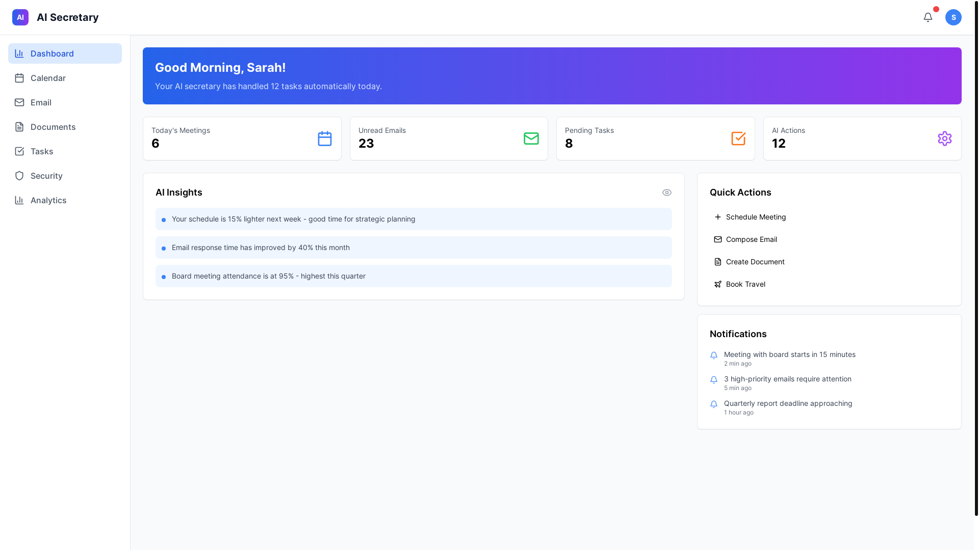 website screenshot of https://secretary-ai.pages.dev/