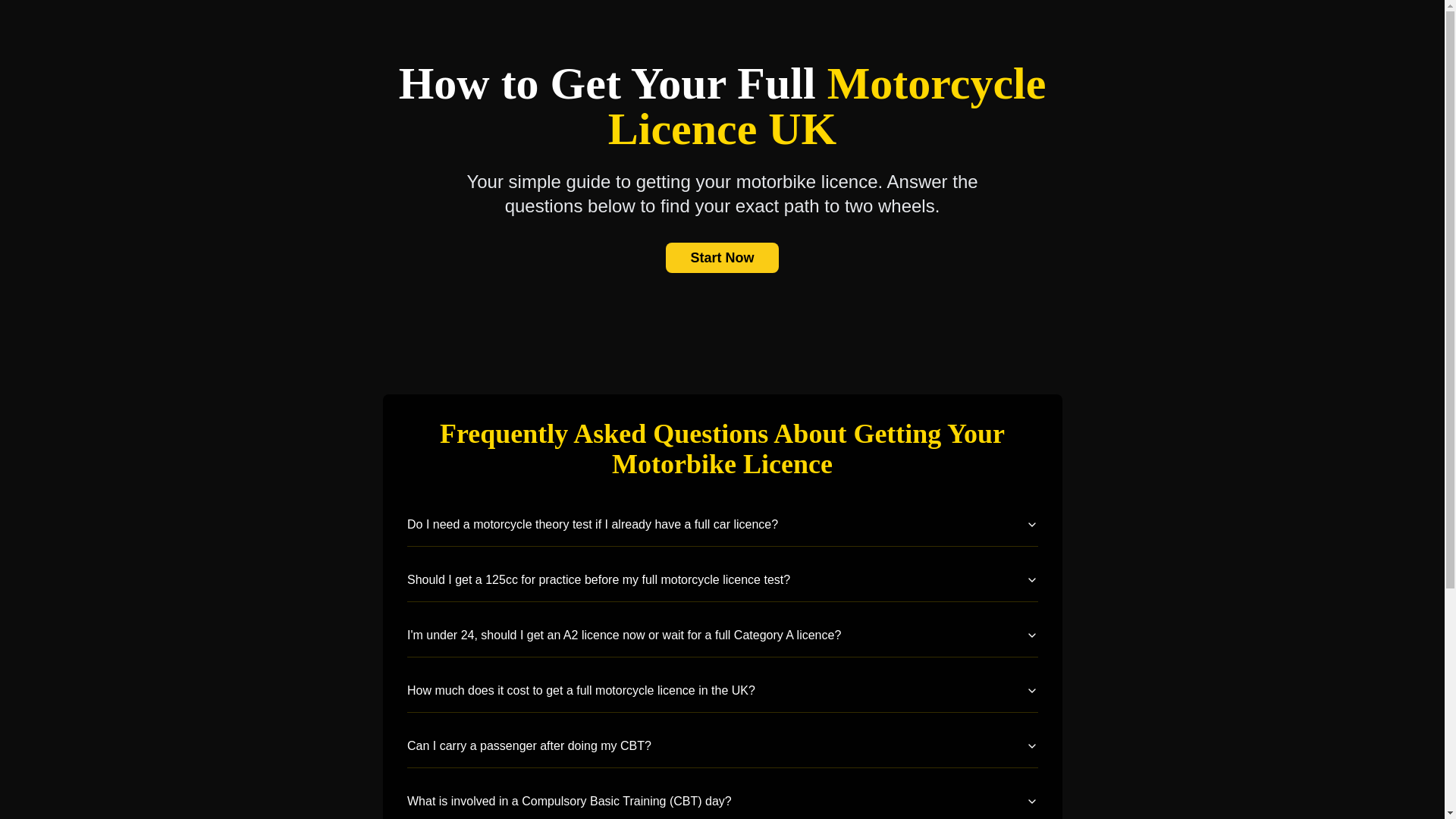 website screenshot of https://getyourbikelicence.co.uk/