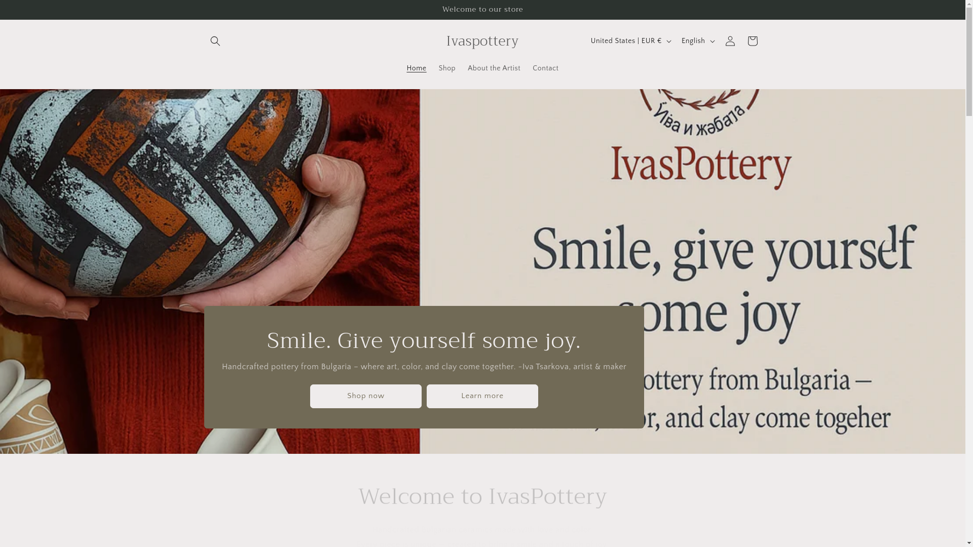 website screenshot of https://ivaspottery.com/