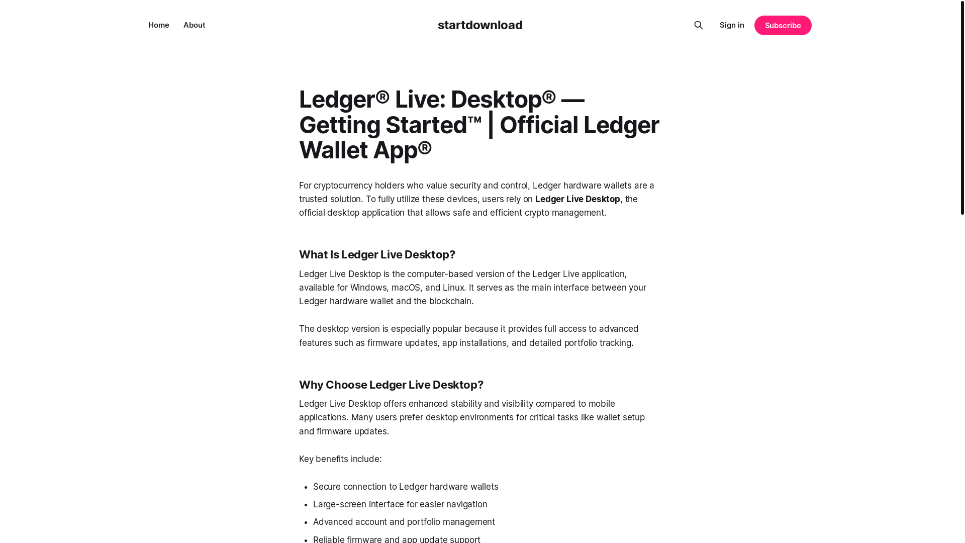 website screenshot of https://startdownload.ghost.io/en-desktop/
