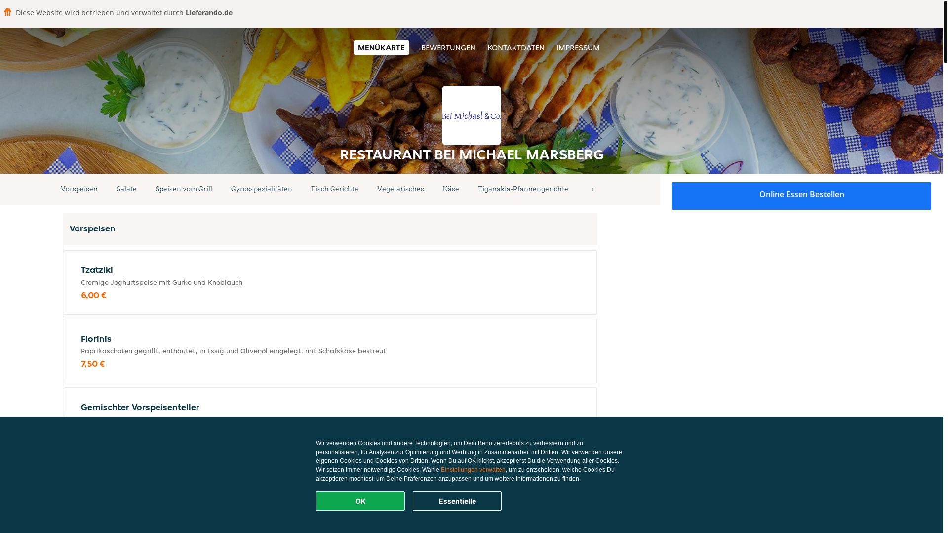 website screenshot of https://restaurantbeimichael-marsberg.de/