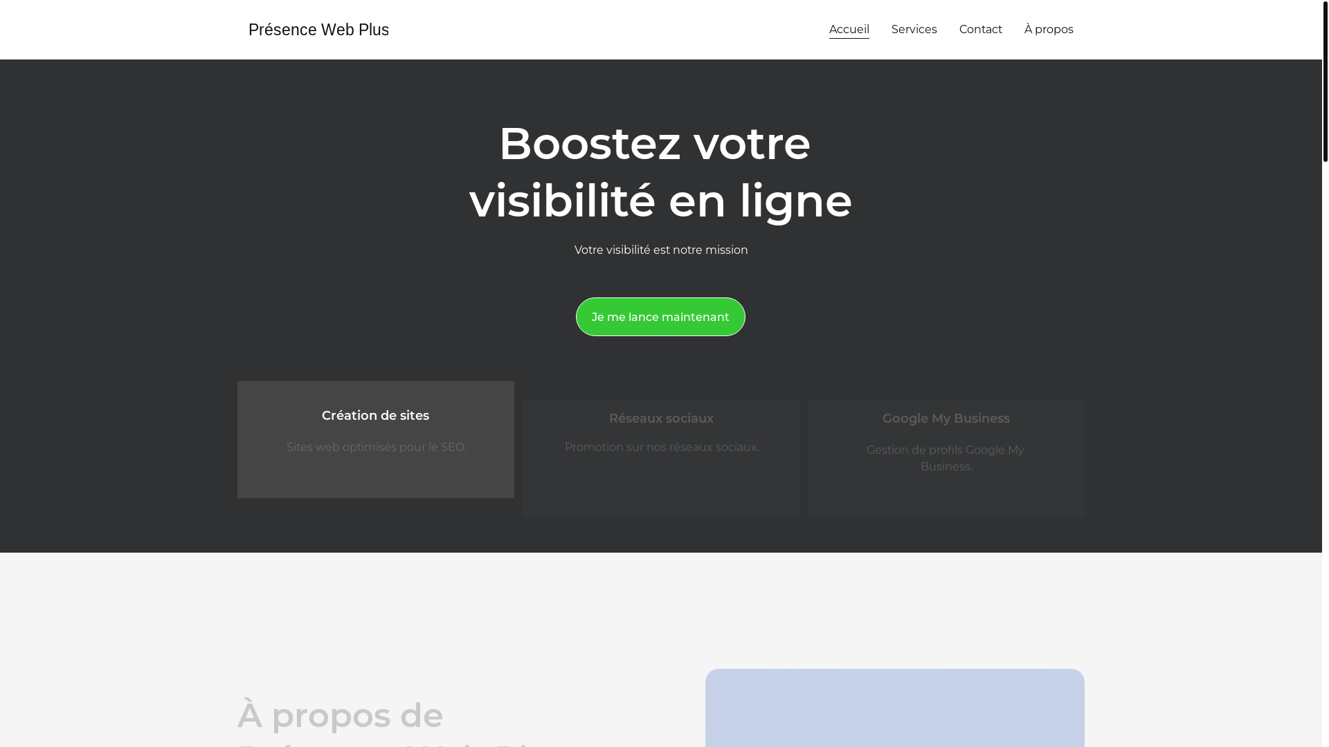 website screenshot of https://presencewebplus.fr/