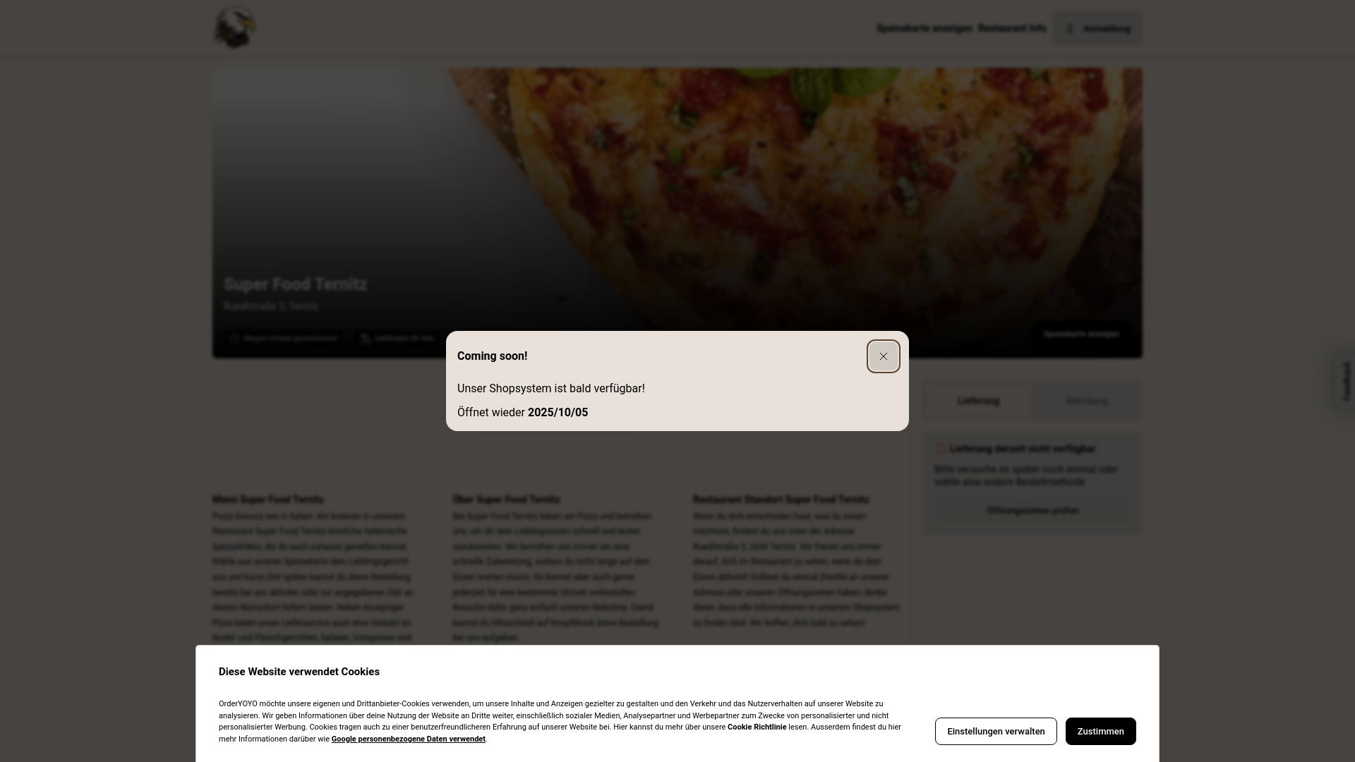 website screenshot of https://restaurant-miami.at/