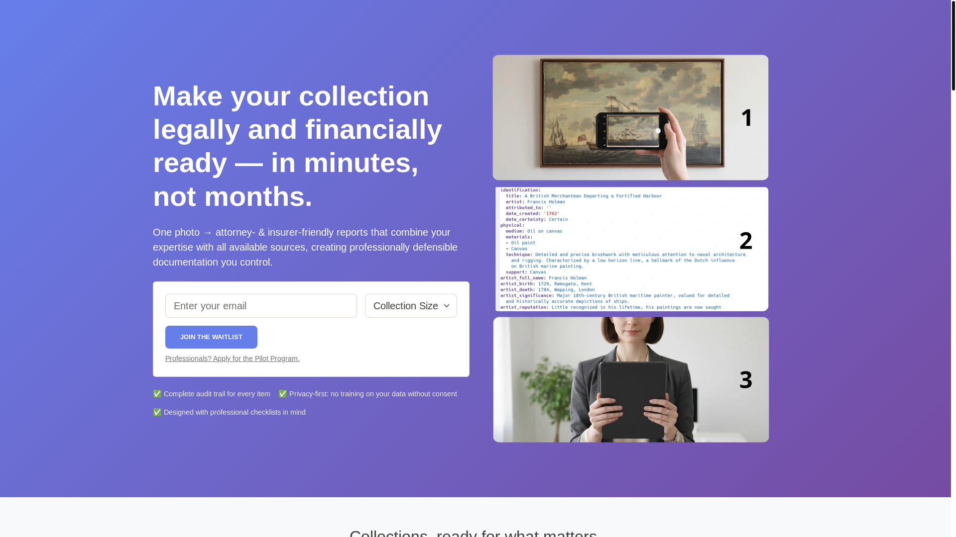 website screenshot of https://heirloomiq-landing.pages.dev/