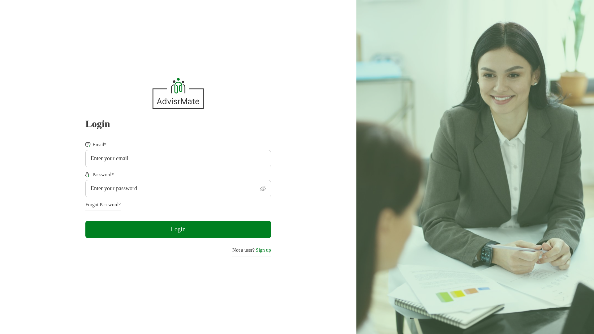 website screenshot of https://advisrmate-pr-bugfix-lead-module-1.pages.dev/