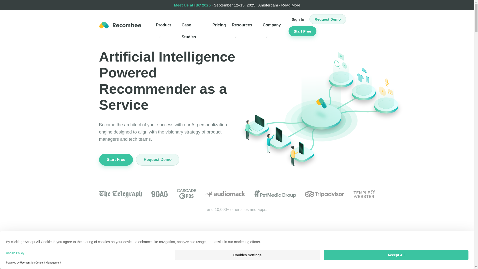 website screenshot of https://recombee.com