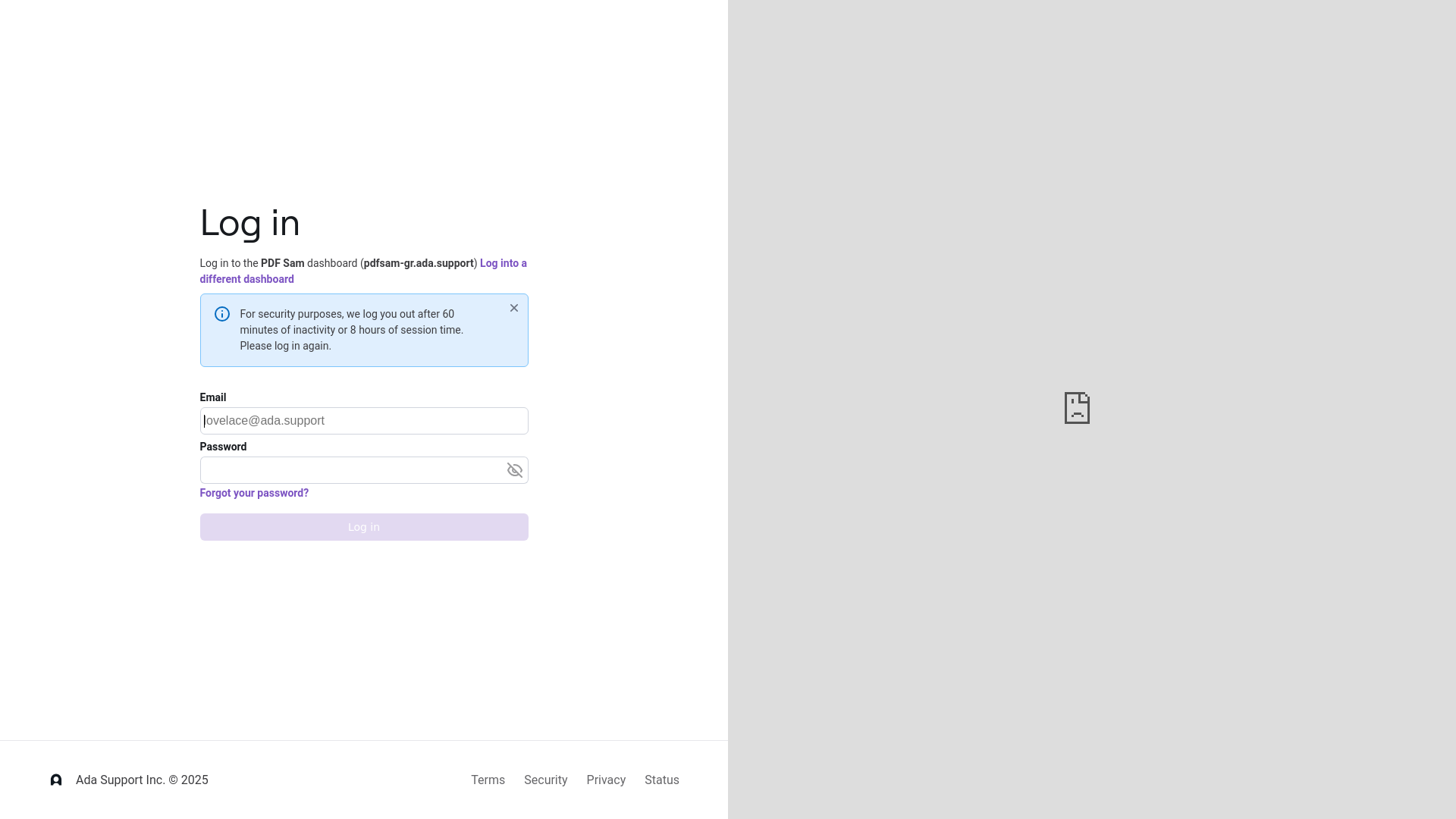 website screenshot of https://pdfsam-gr.ada.support/