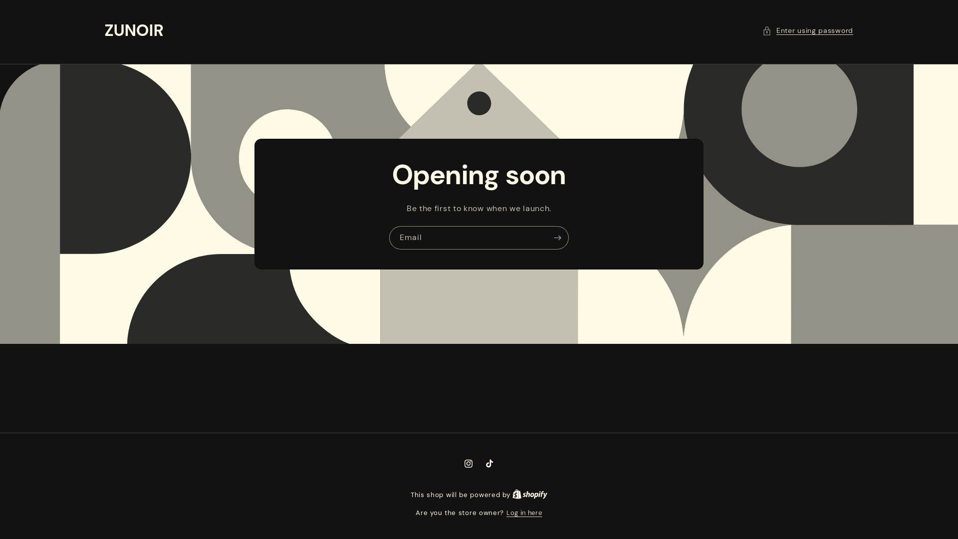 website screenshot of https://zunoirstore.com/