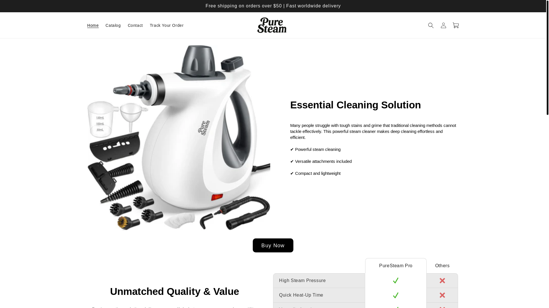 website screenshot of https://puresteamproco.com/
