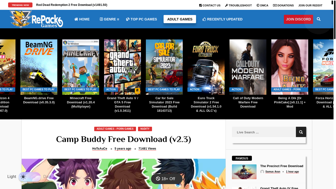 website screenshot of https://repack-games.com/camp-buddy-free-download-v-vi147/