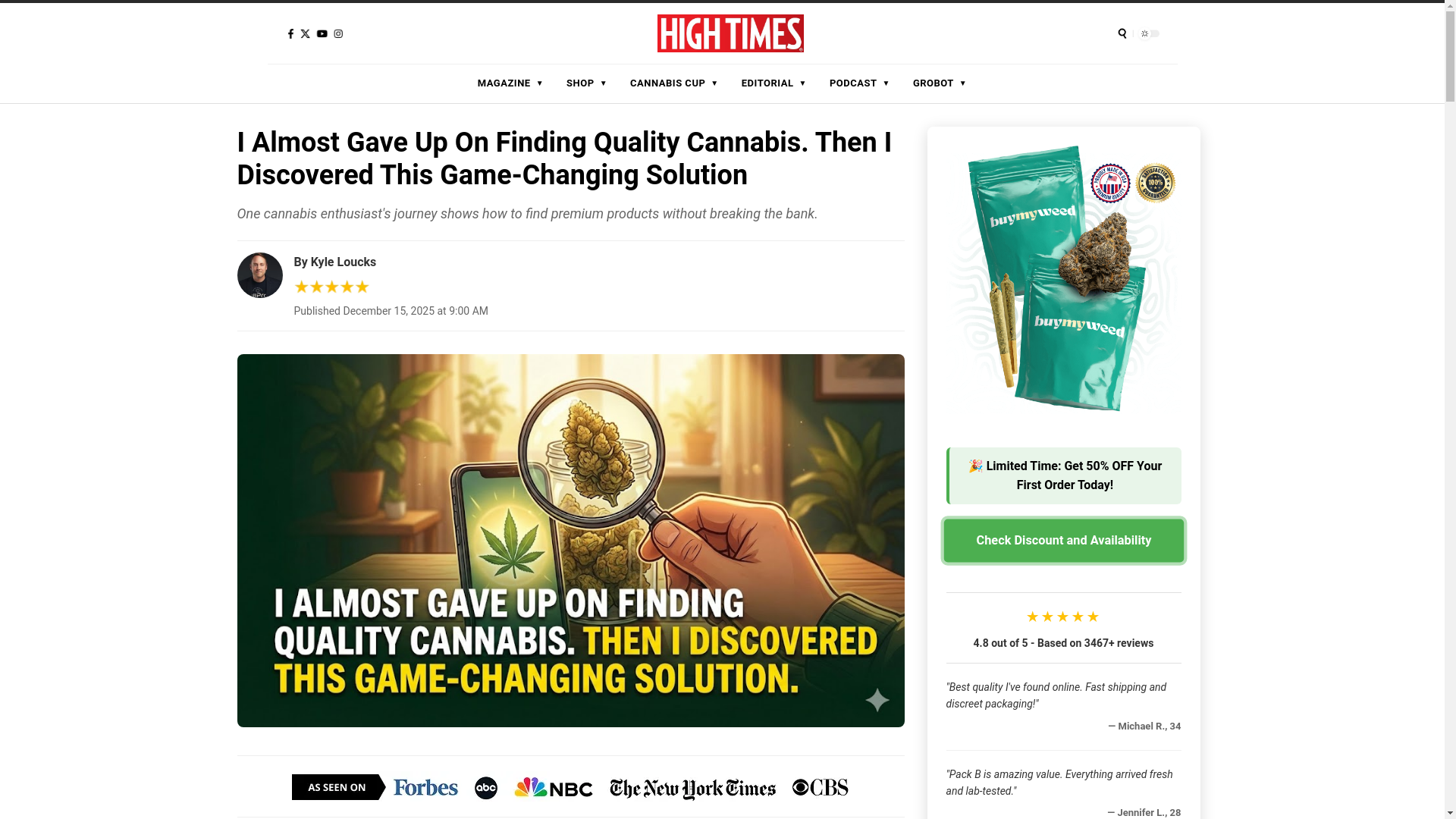 website screenshot of https://thehightimes.co/