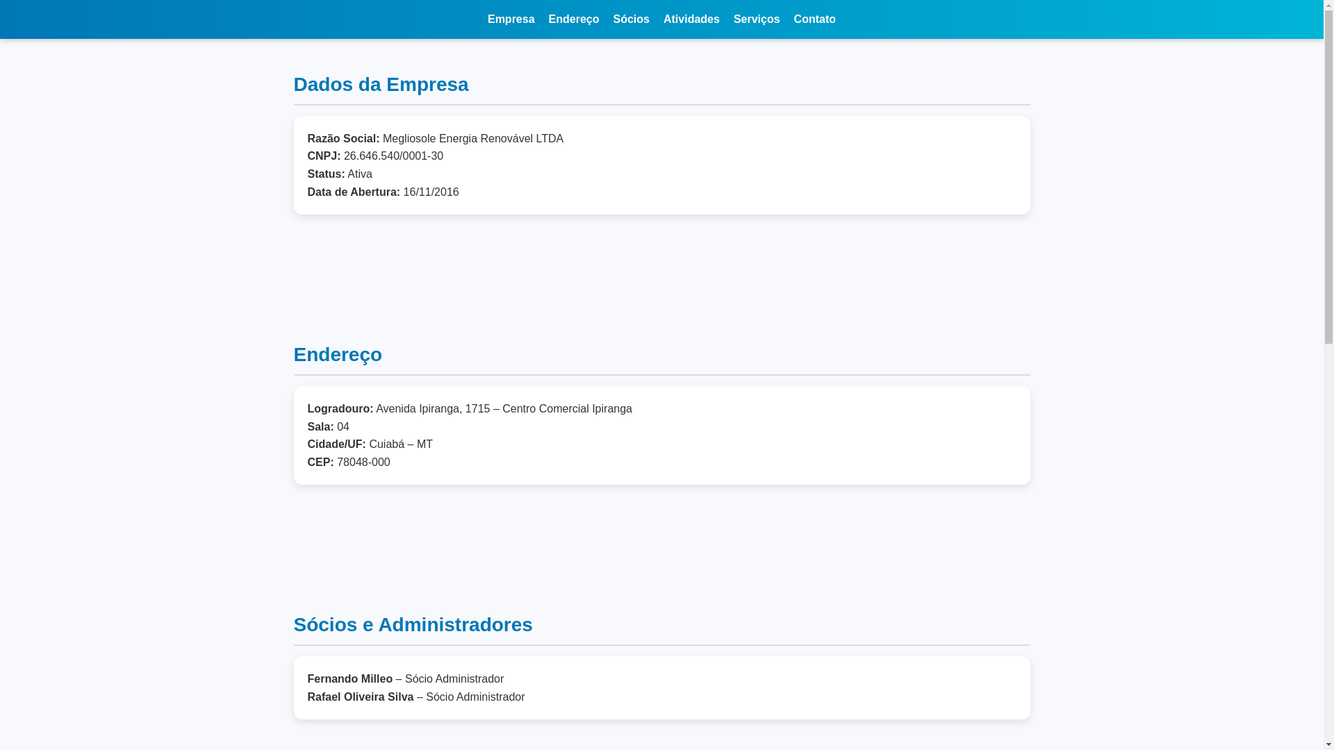 website screenshot of https://atendimentomegliose.pages.dev/