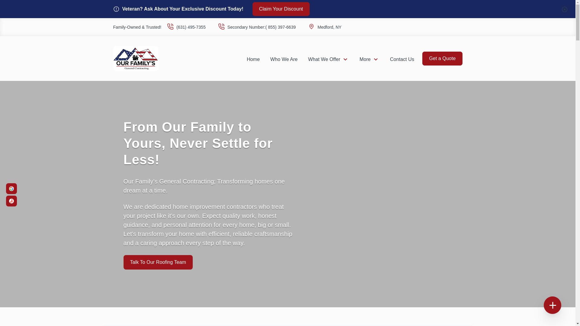 website screenshot of https://ourfamilygeneralcontracting.com/