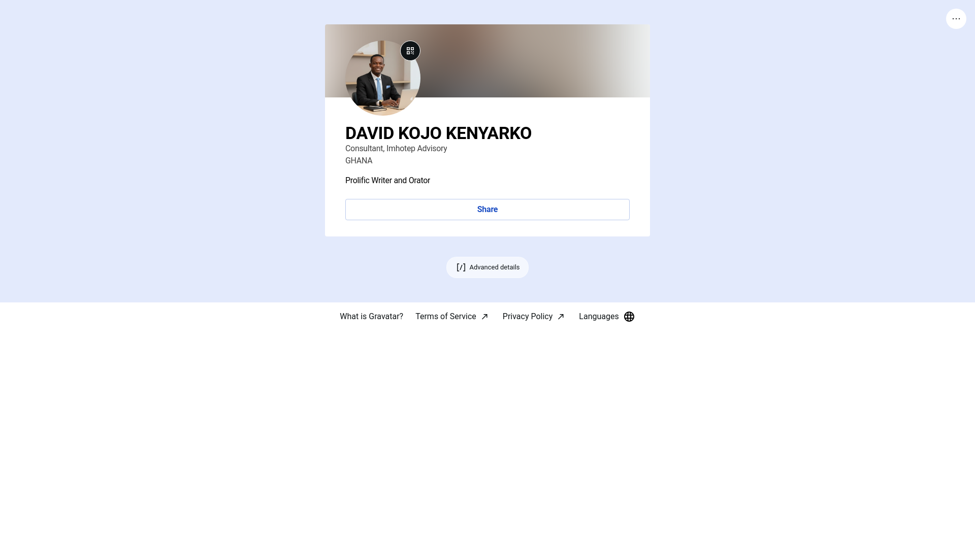 website screenshot of https://davidkojokenyarko.link/