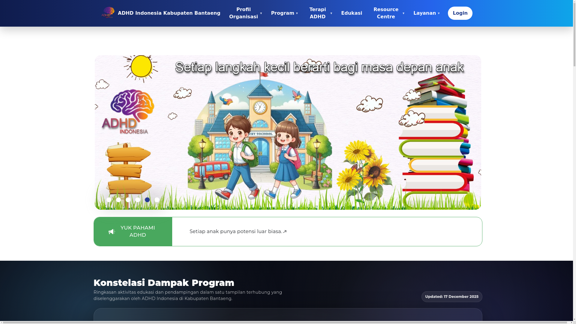 website screenshot of https://adhdbantaeng.org/