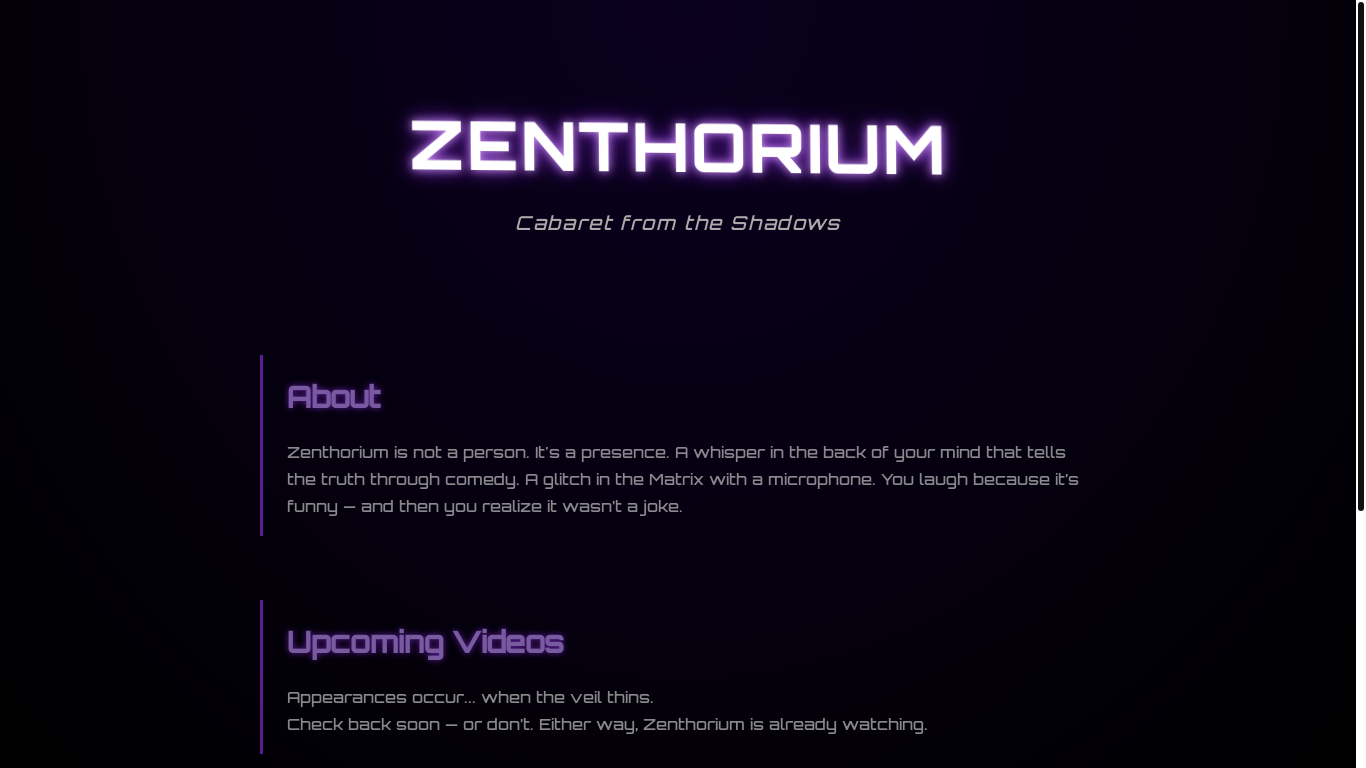 website screenshot of https://zenthorium.com/