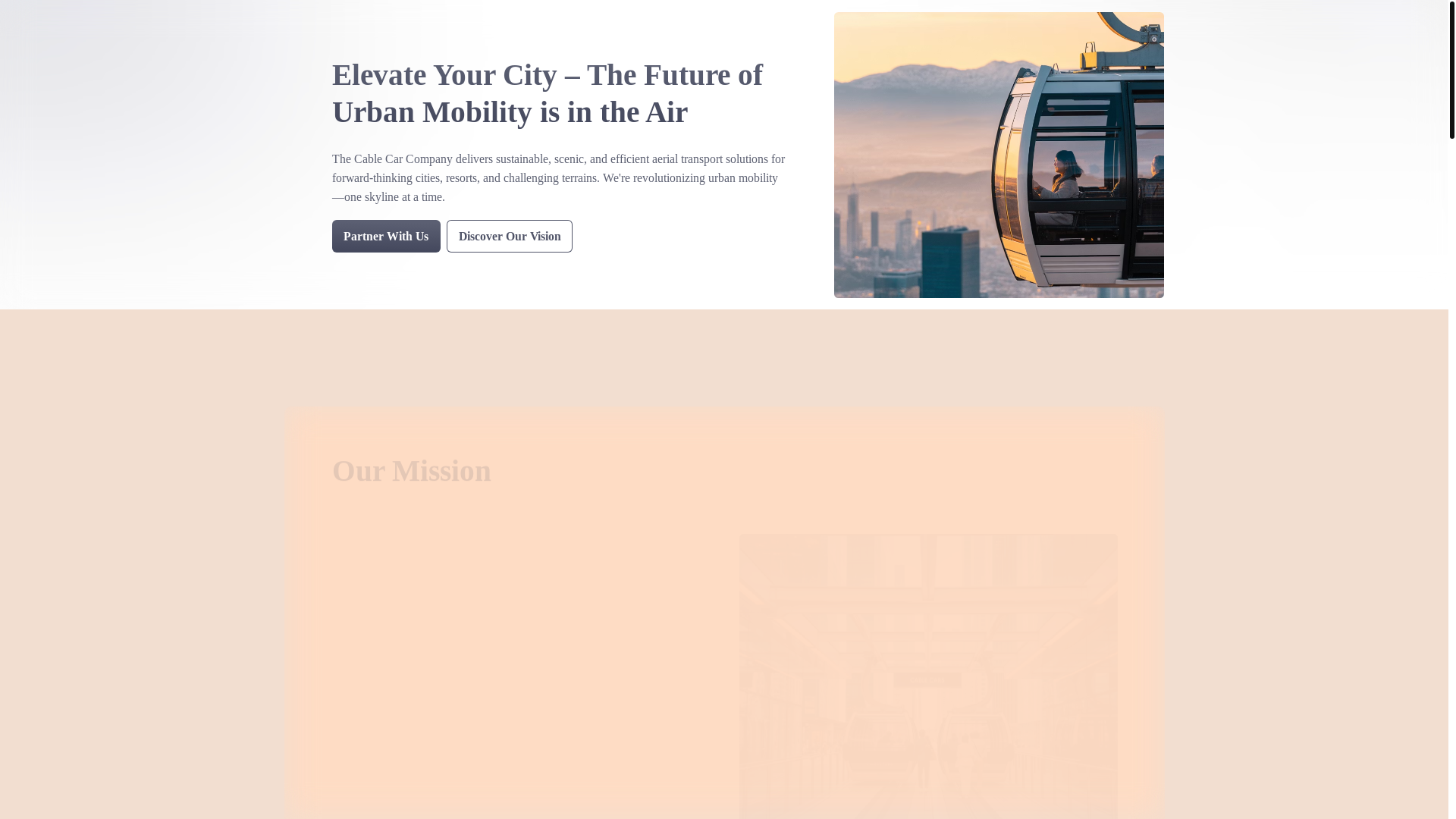 website screenshot of https://thecablecarcompany.com/