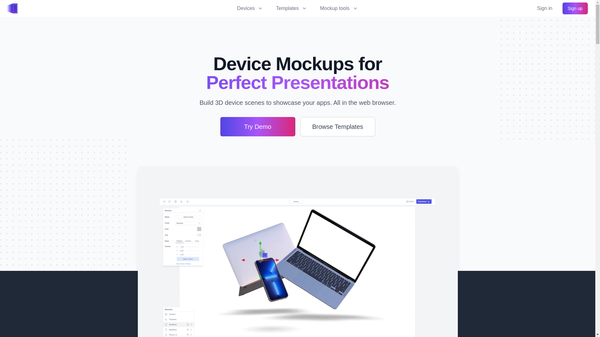 website screenshot of https://deviceframes-frontend.pages.dev/