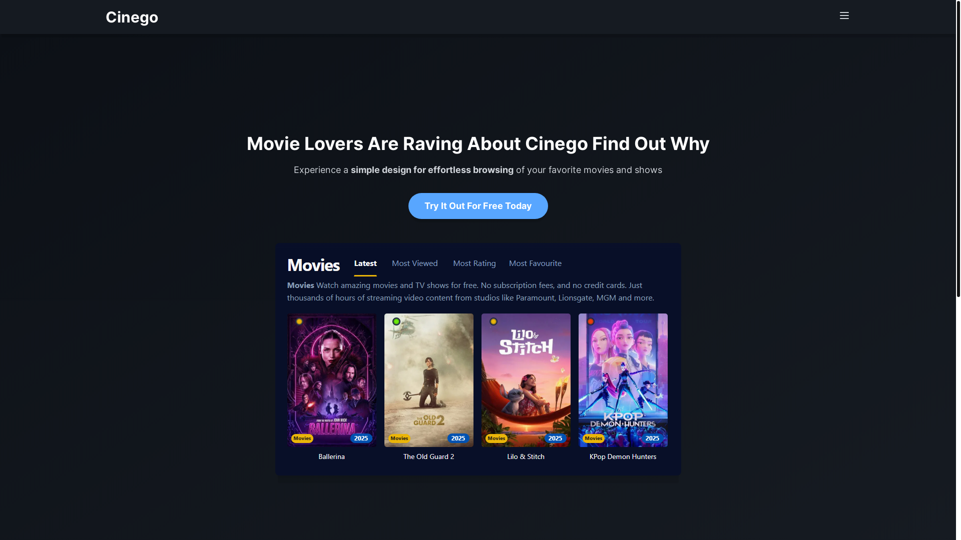 website screenshot of https://cinego-15s1.pages.dev/