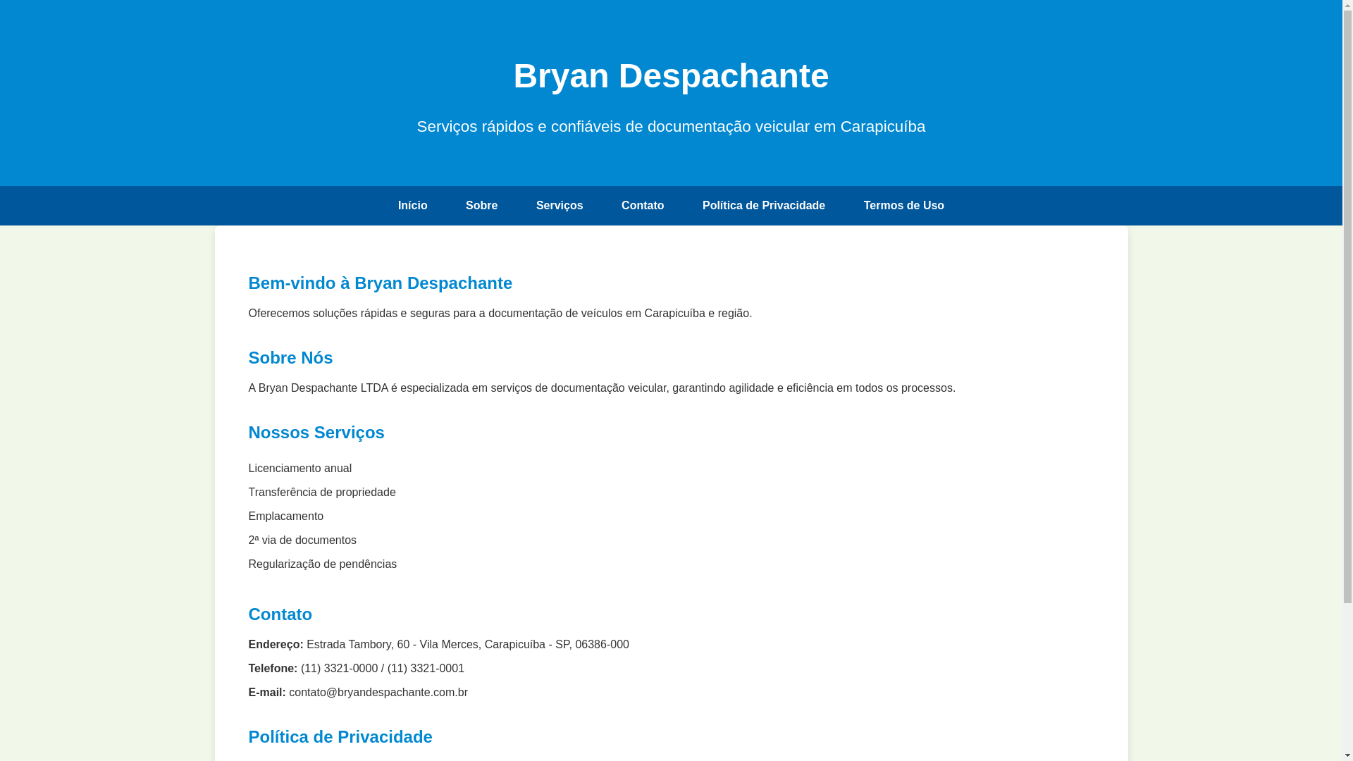 website screenshot of https://bryan-despachante.shop/