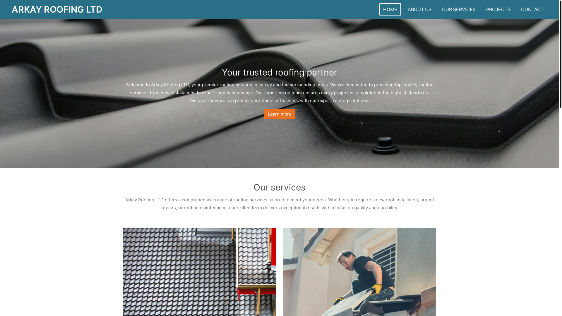 website screenshot of https://arkayroofingltd.co.uk/