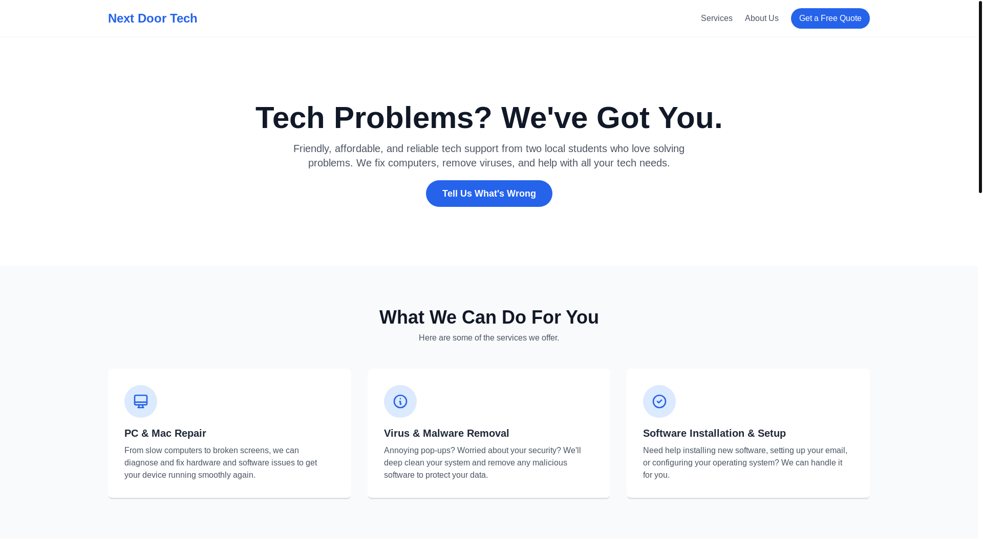 website screenshot of https://nextdoortech.org/