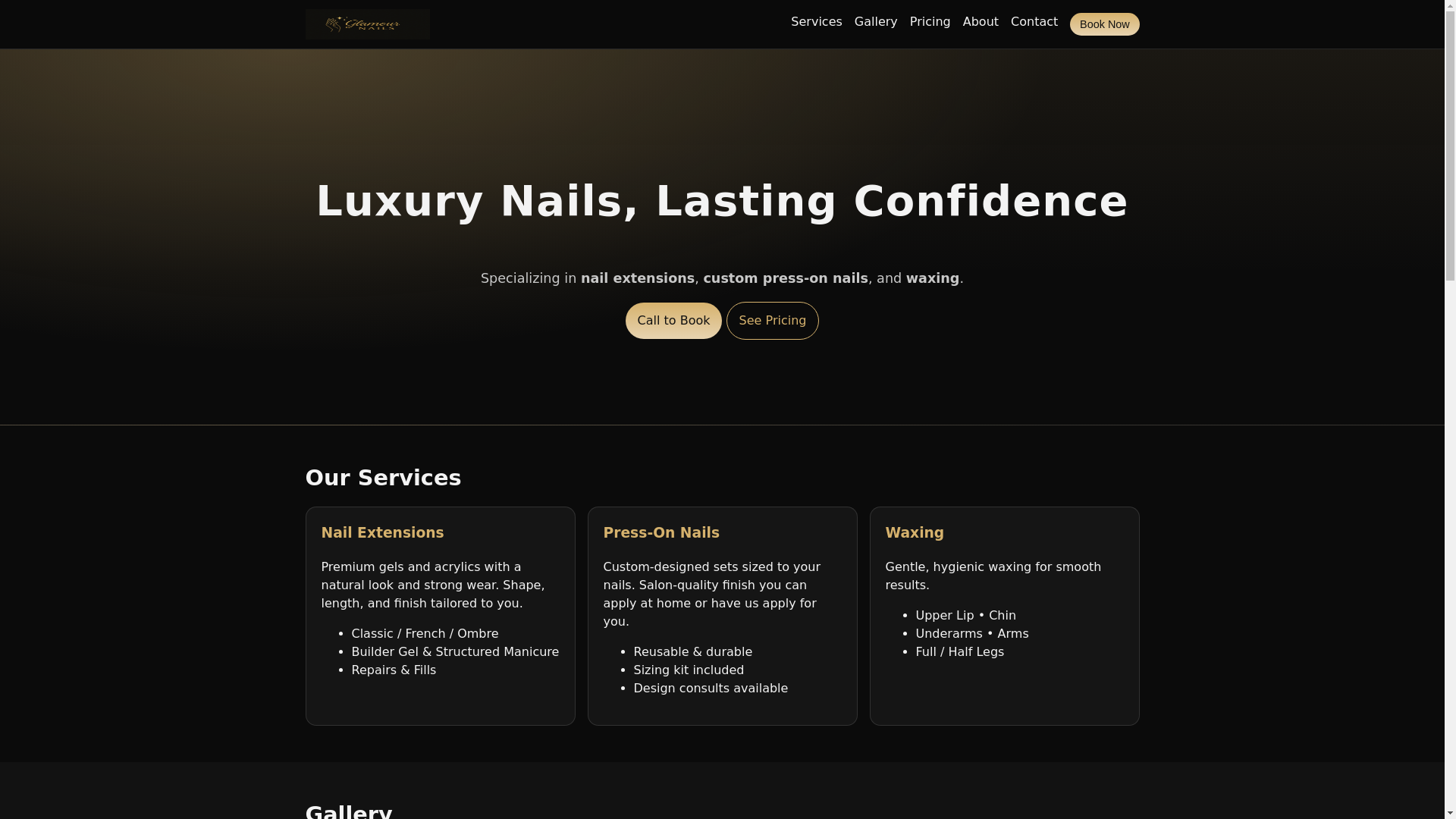 website screenshot of https://nailsglamour.beauty/