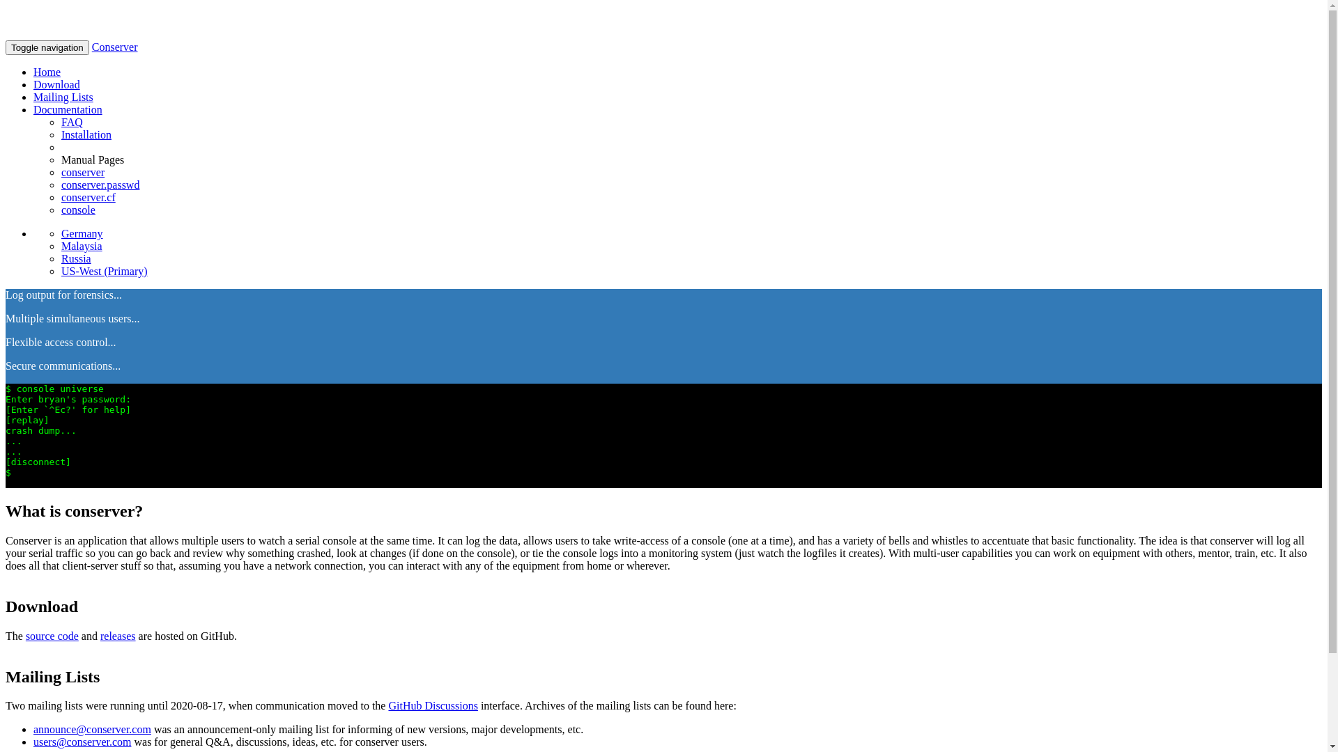 website screenshot of https://conserver.pages.dev/