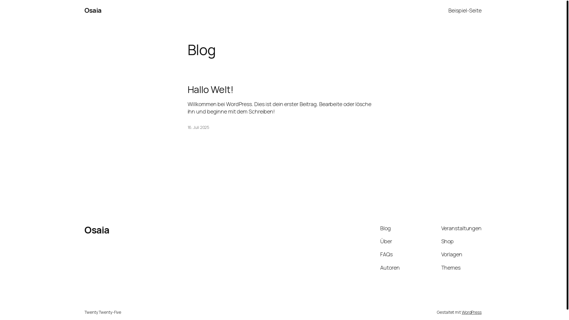 website screenshot of https://osaia.dev/