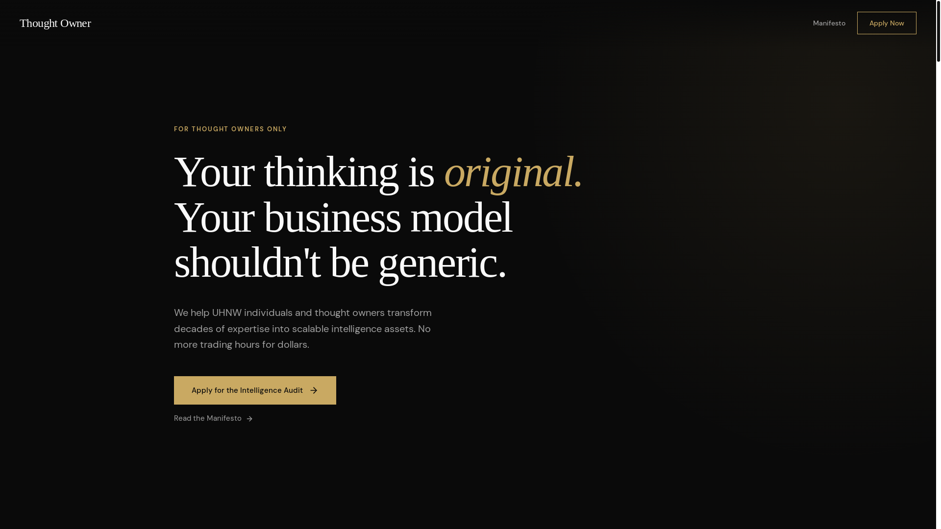 website screenshot of https://thoughtowner.com/