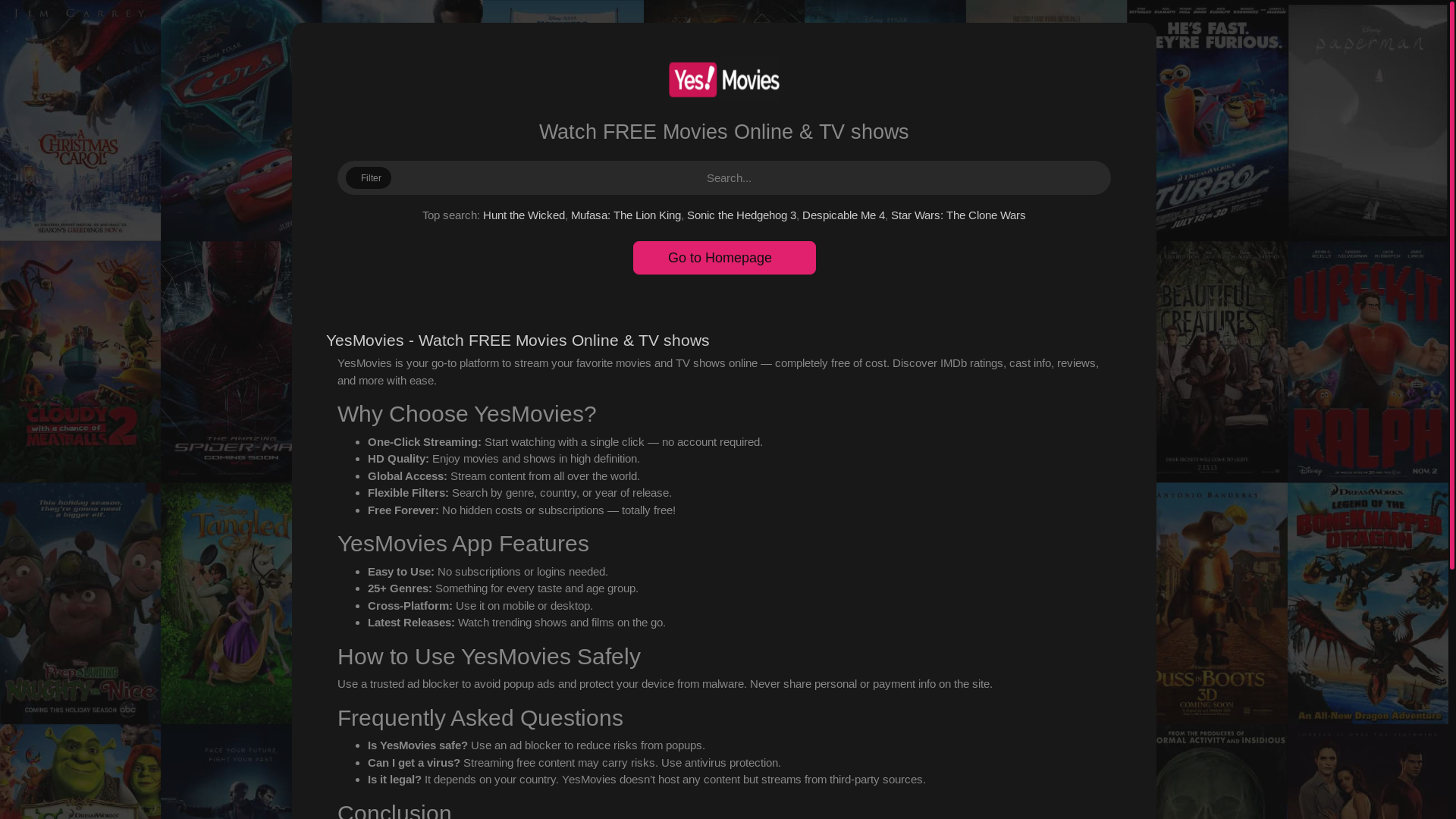 website screenshot of https://yesmovies.net.pk/