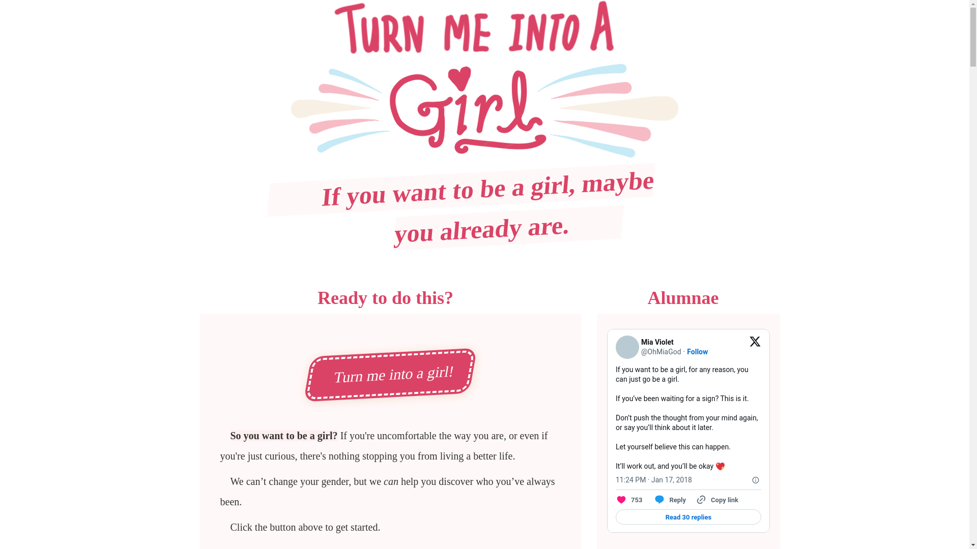 website screenshot of https://turn-me-into-a-girl.com/