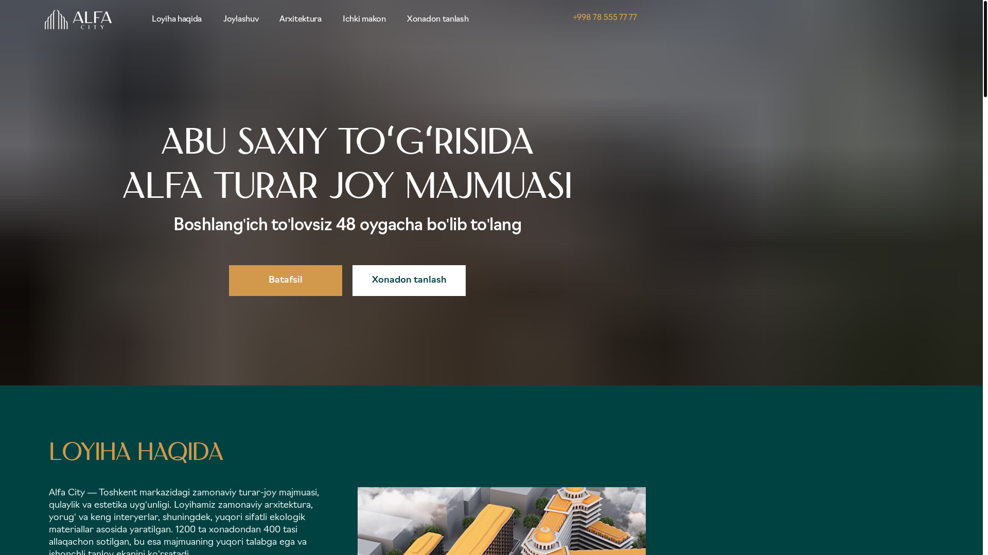 website screenshot of https://alfacity.uz/