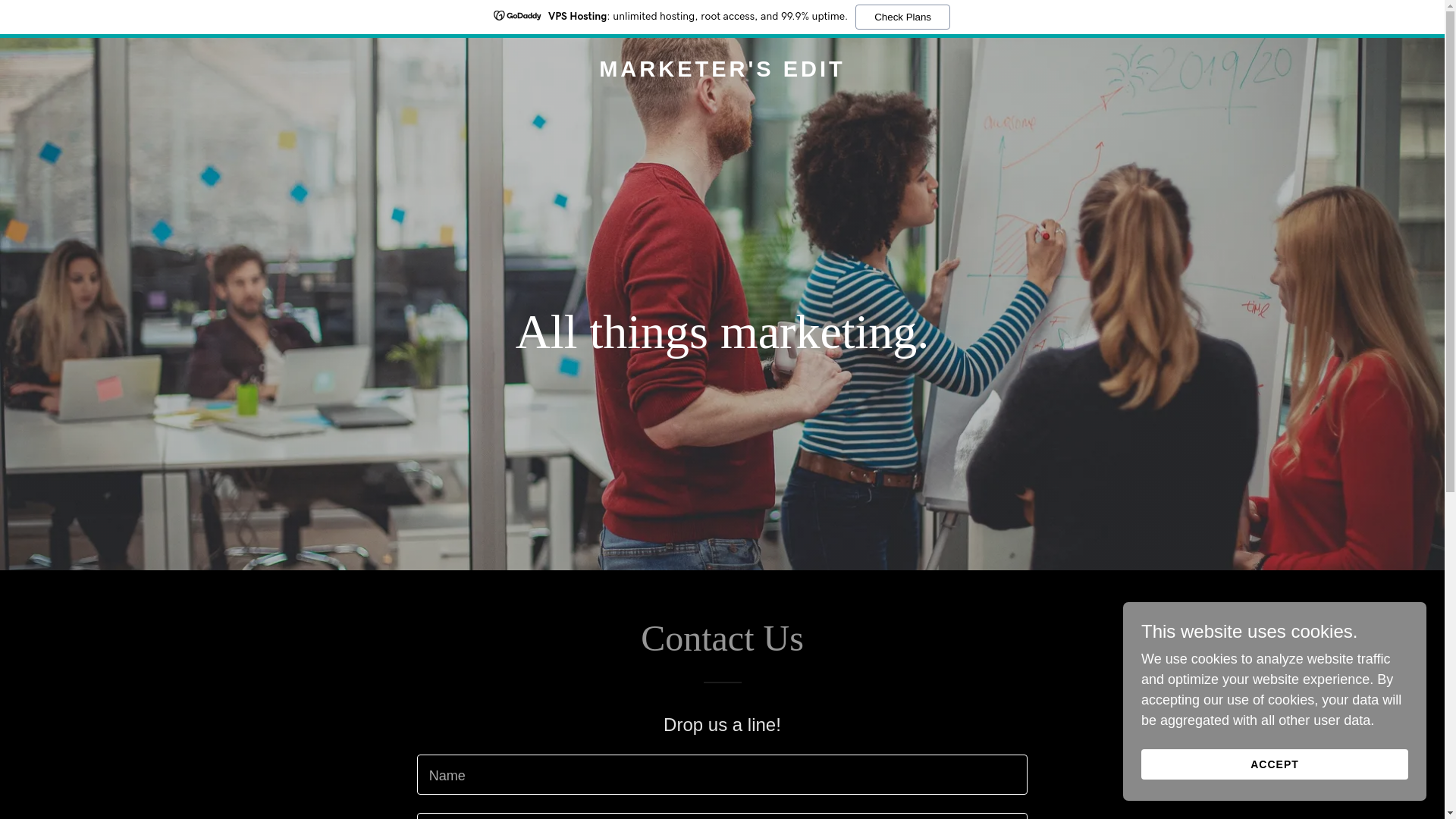 website screenshot of https://marketersedit.com/