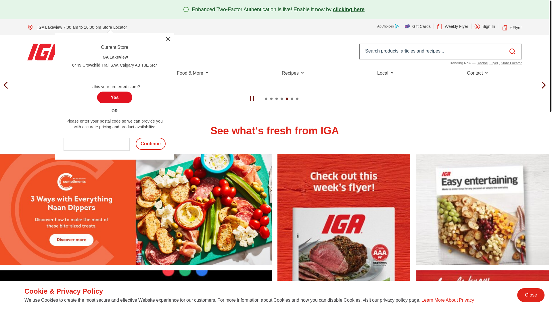 website screenshot of https://west.iga.ca/