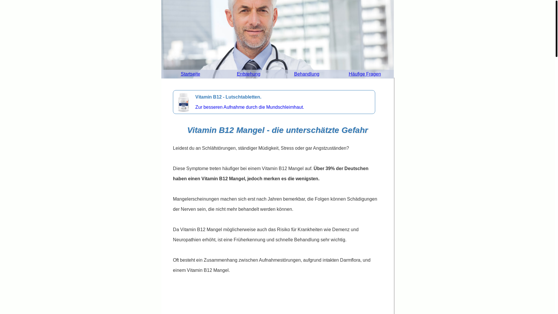 website screenshot of https://vitaminb12mangel.pages.dev/