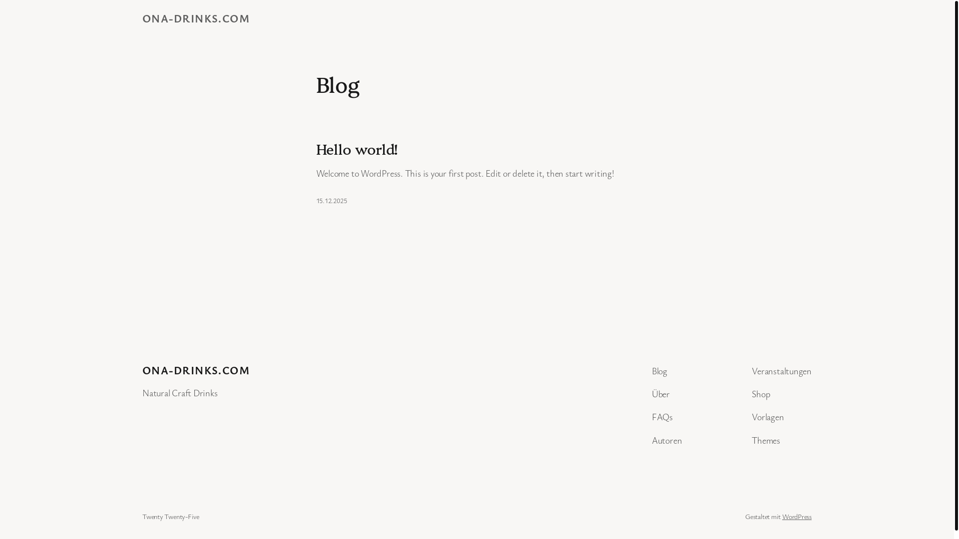 website screenshot of https://ona-drinks.de/