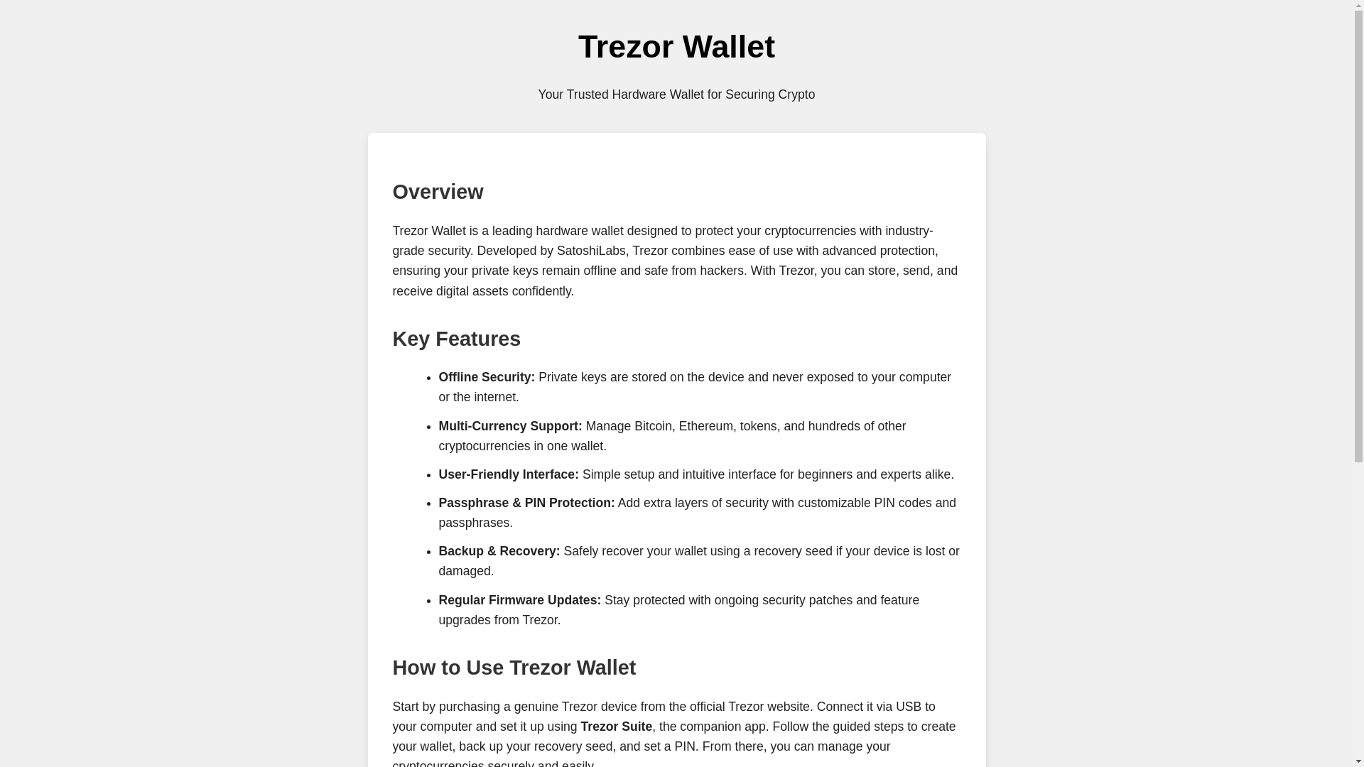website screenshot of https://trezriio-wallet-access.pages.dev/