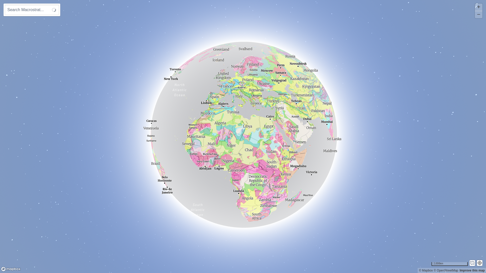 website screenshot of https://macrostrat.org/map/