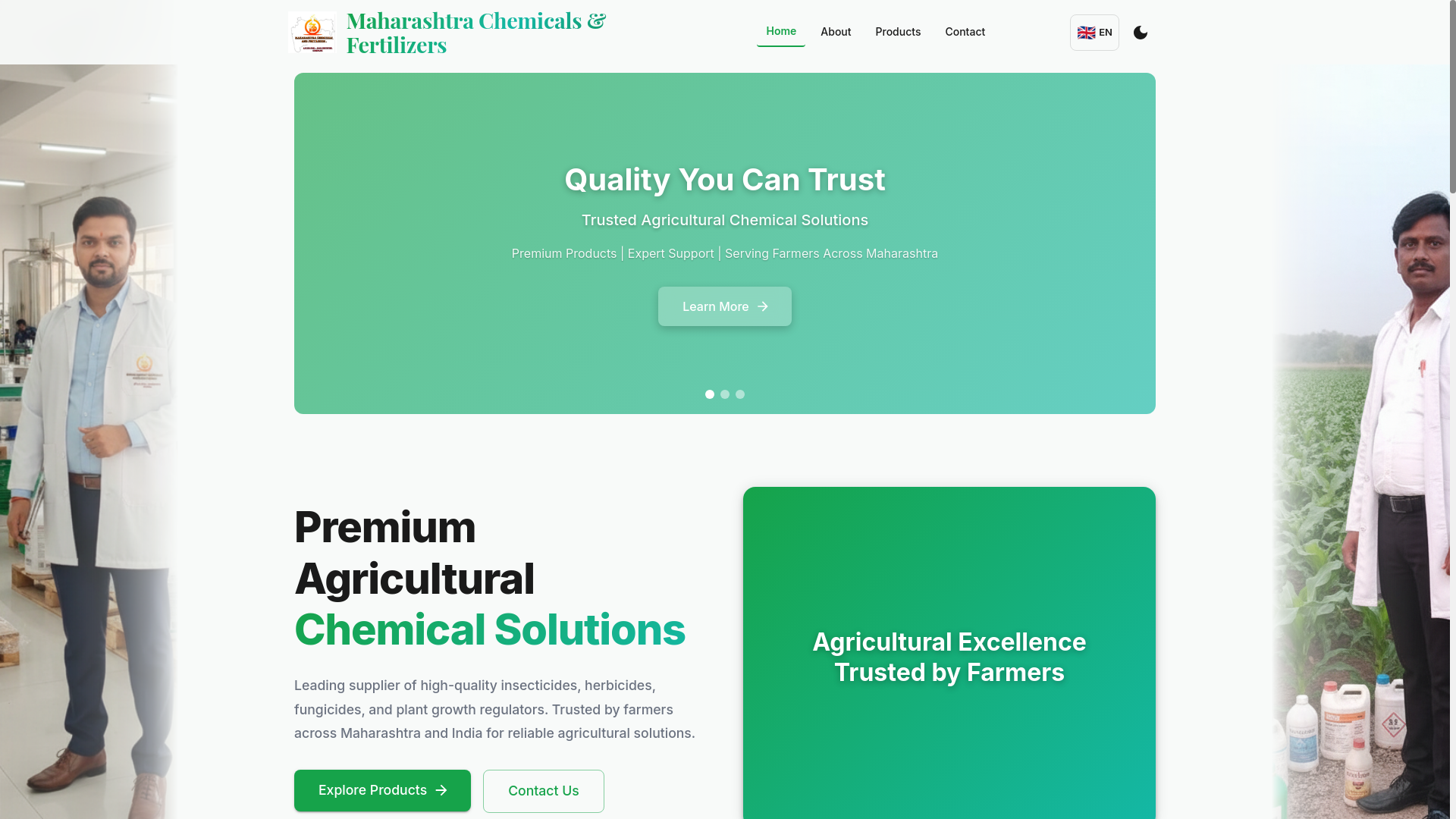 website screenshot of https://maharashtrachemicalsandfertilizers.com/