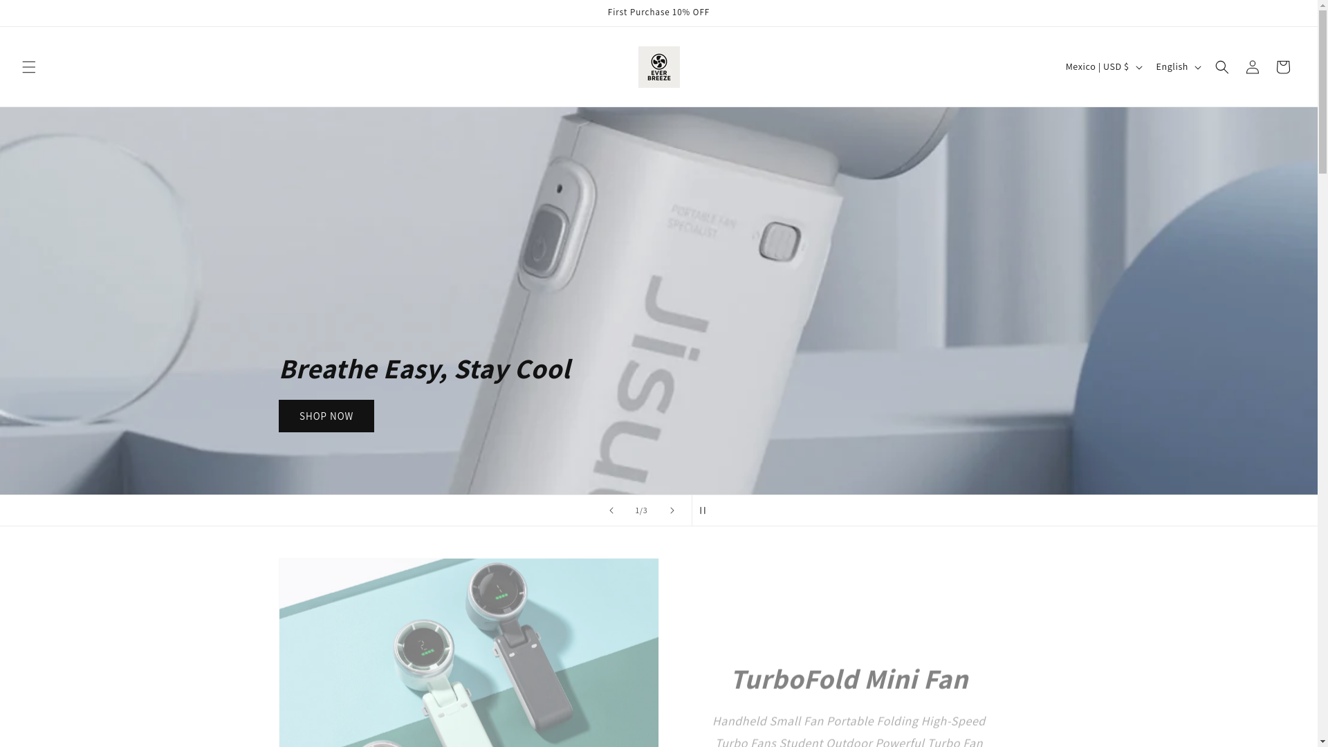 website screenshot of https://everbreeze.shop/