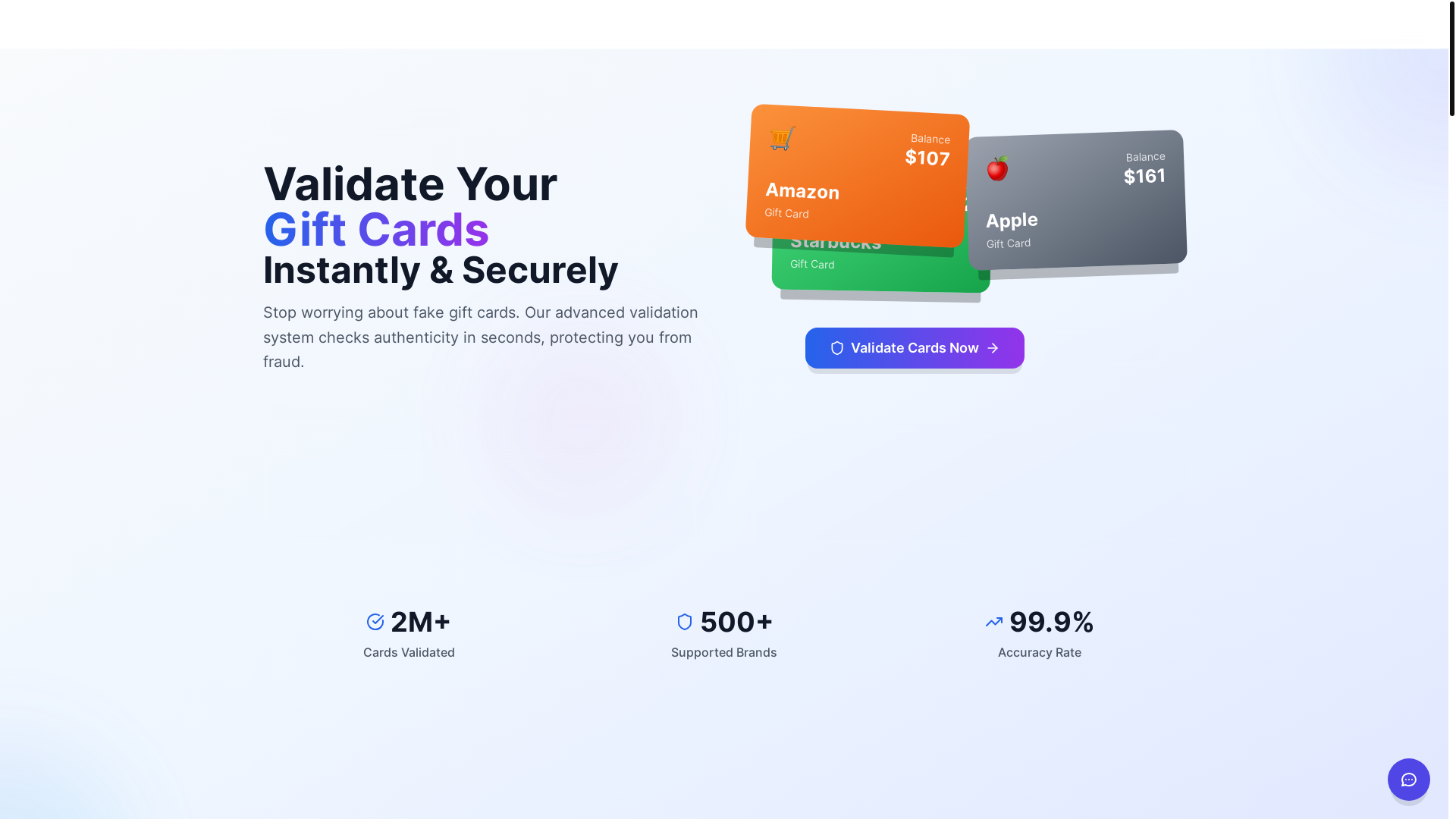 website screenshot of https://swiftcardcheck.com/