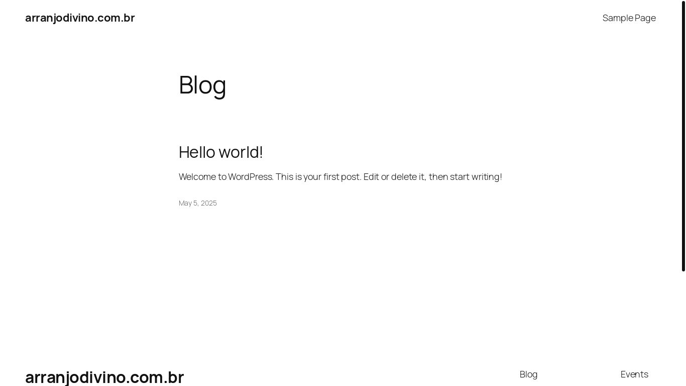 website screenshot of https://arranjodivino.com.br/