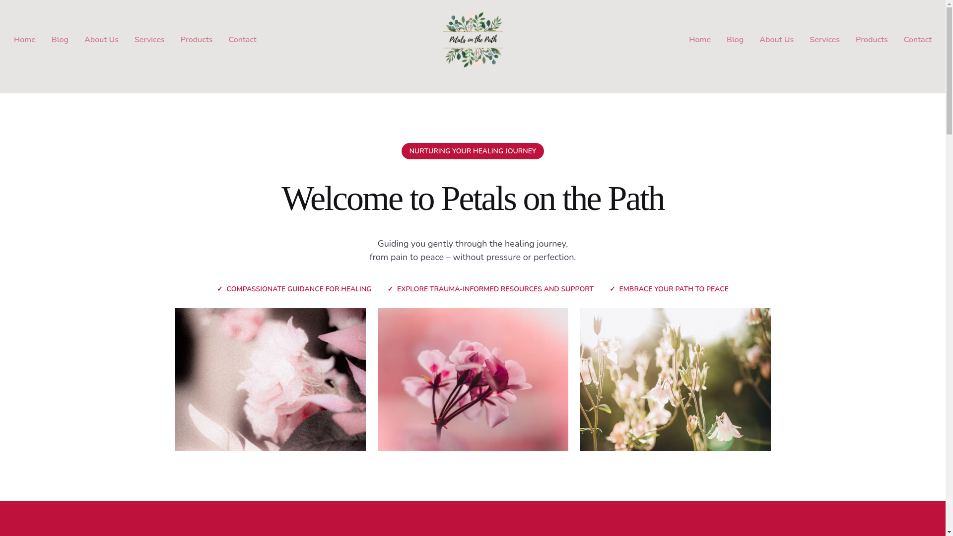 website screenshot of https://petalsonthepath.com/
