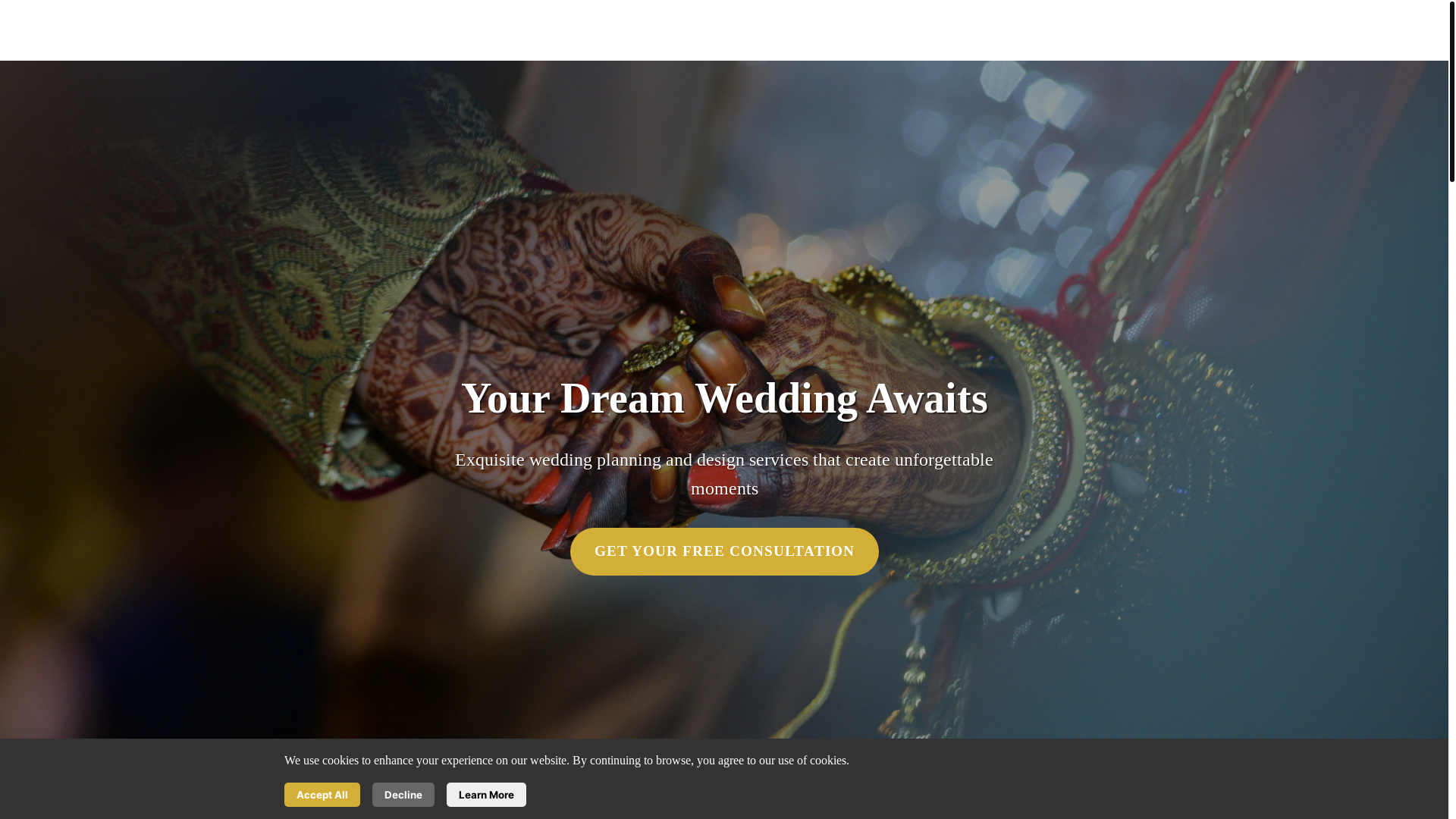 website screenshot of https://pearlweddingservices.beauty/