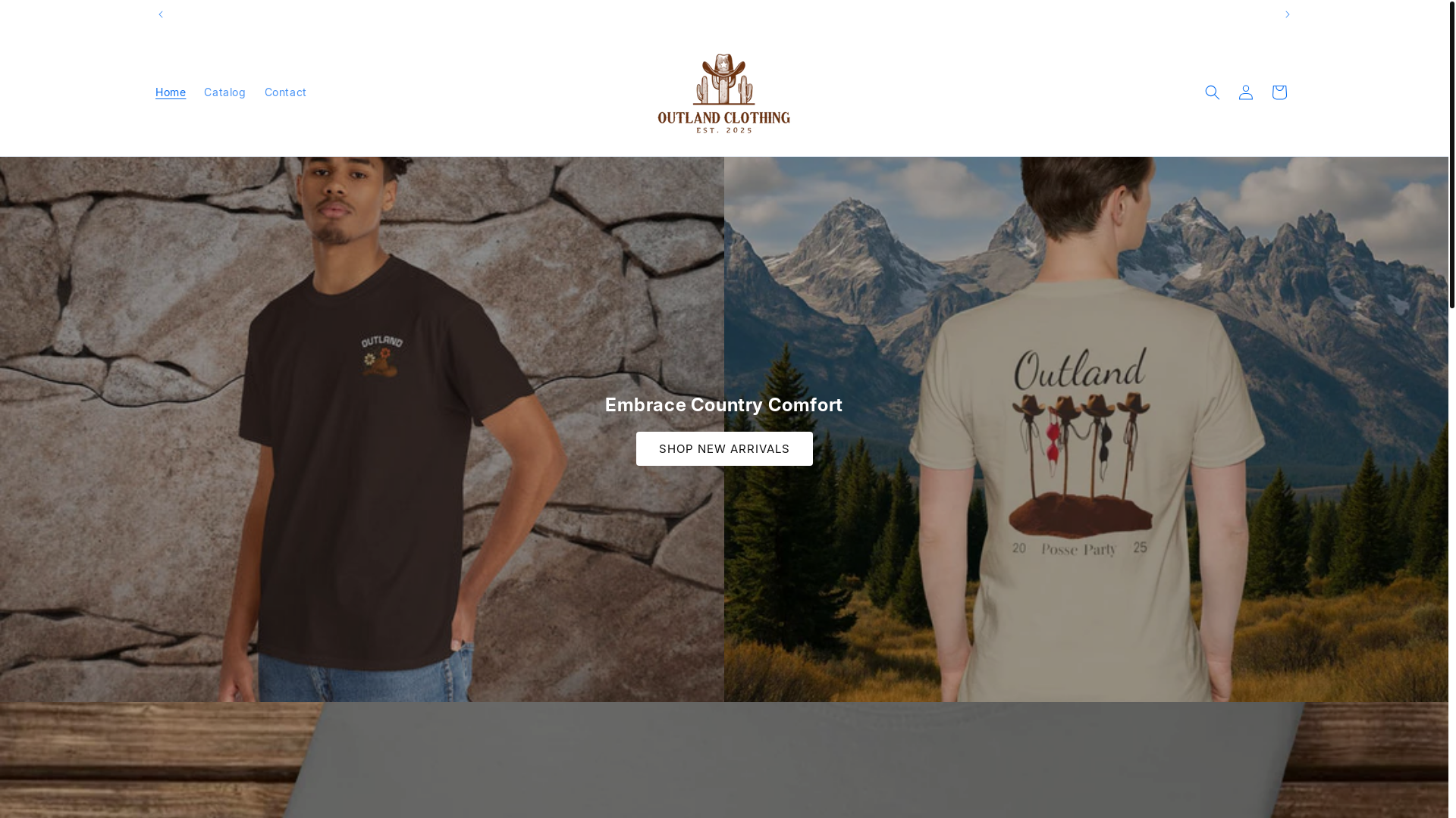 website screenshot of https://outlandclothing.com/