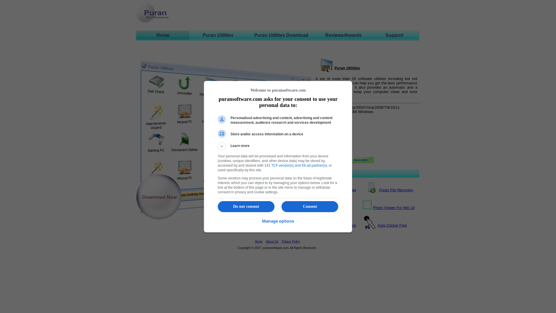 website screenshot of https://puransoftware.com