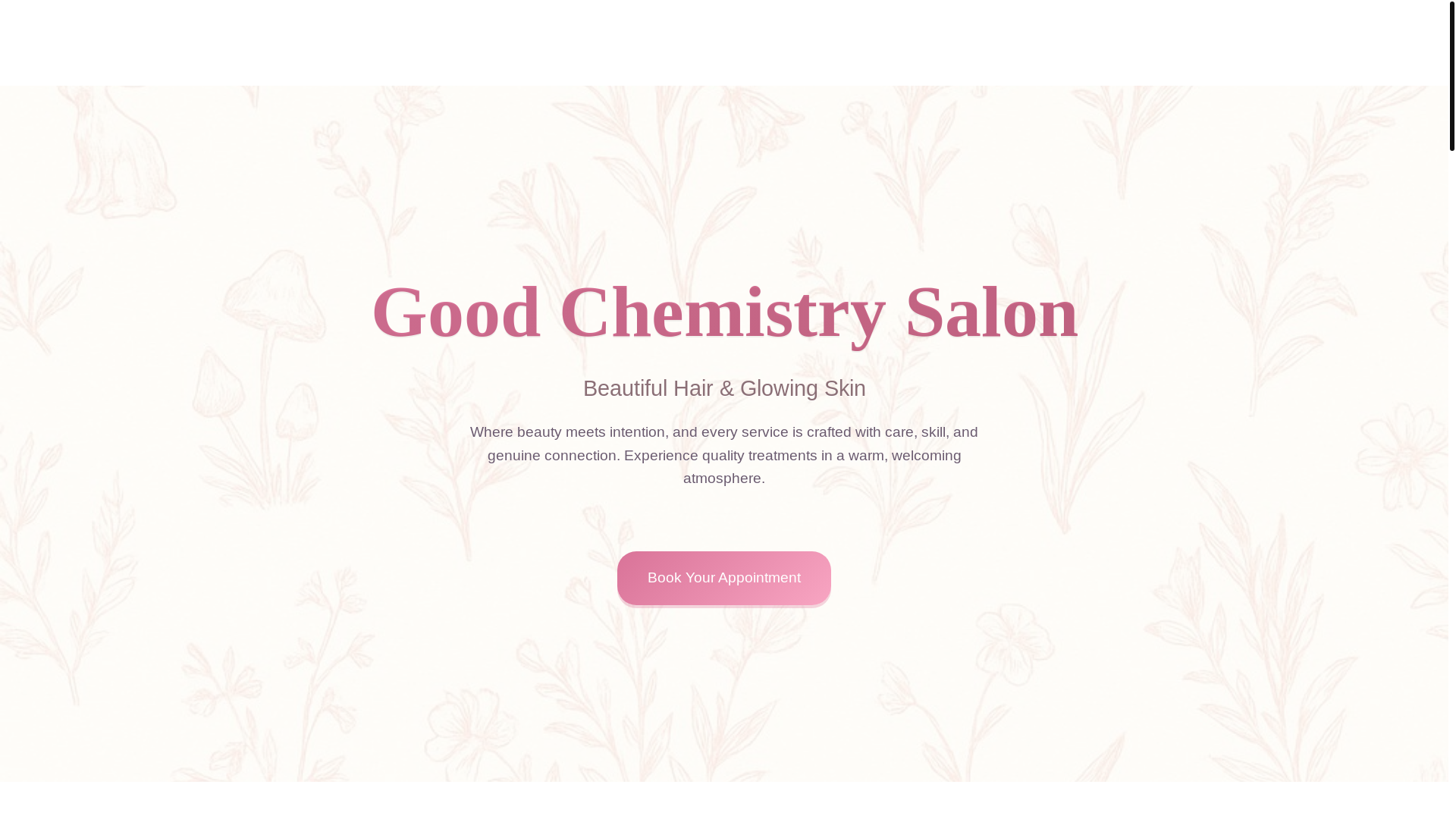 website screenshot of https://goodchemistrysalon.com/