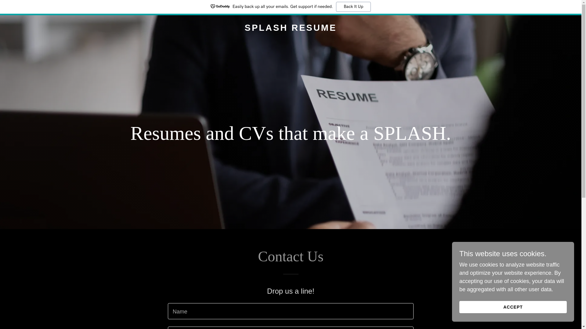 website screenshot of https://splashresume.com/