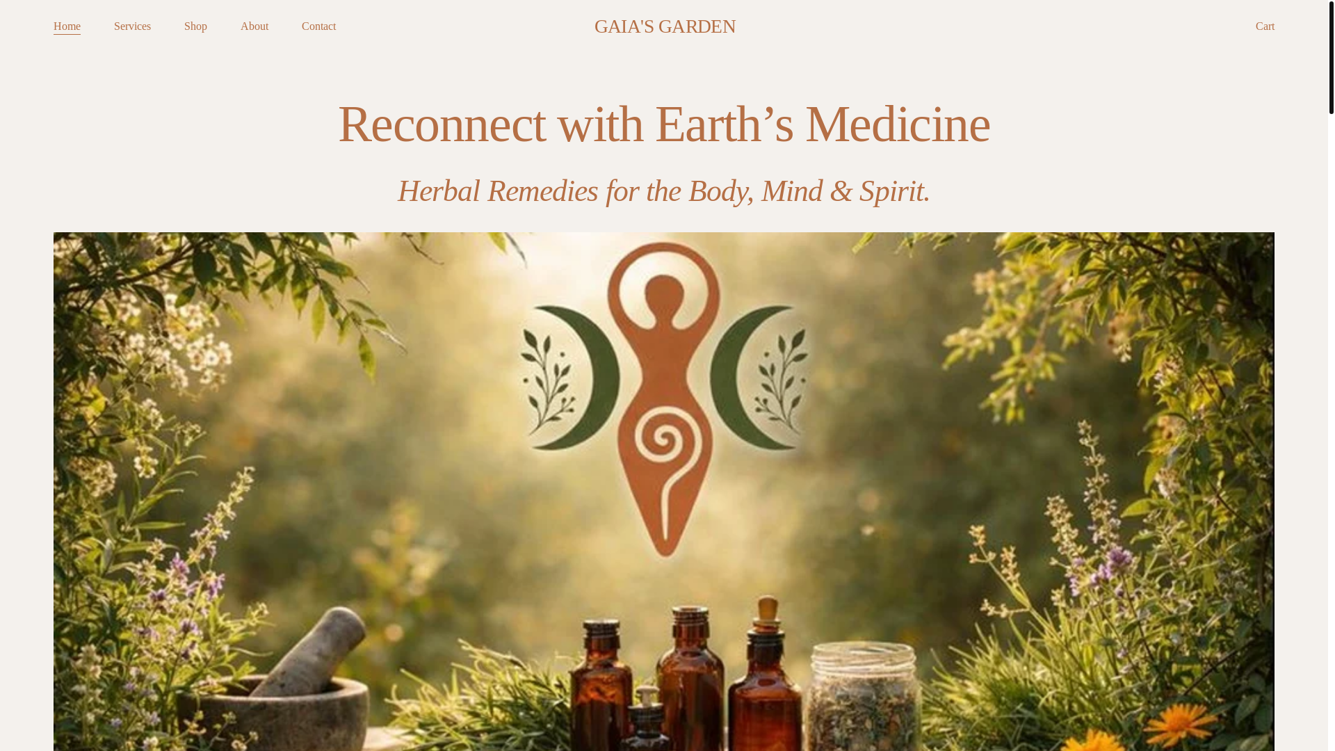 website screenshot of https://gaiasgardenremedies.com/